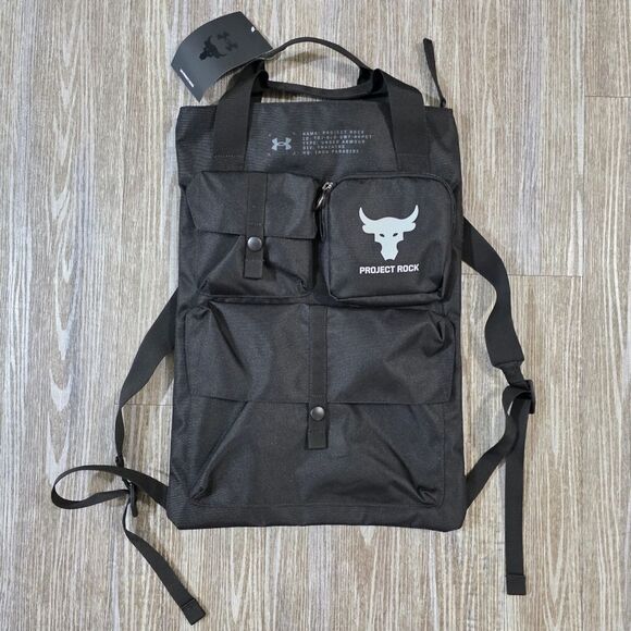 Under Armour x Project Rock Gym Sack Backpack Bag Black Mod Grey 1381925 001 New - Picture 8 of 9